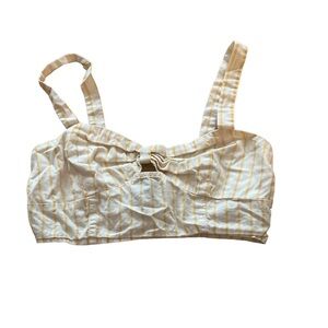 Yellow and white striped cropped shirt